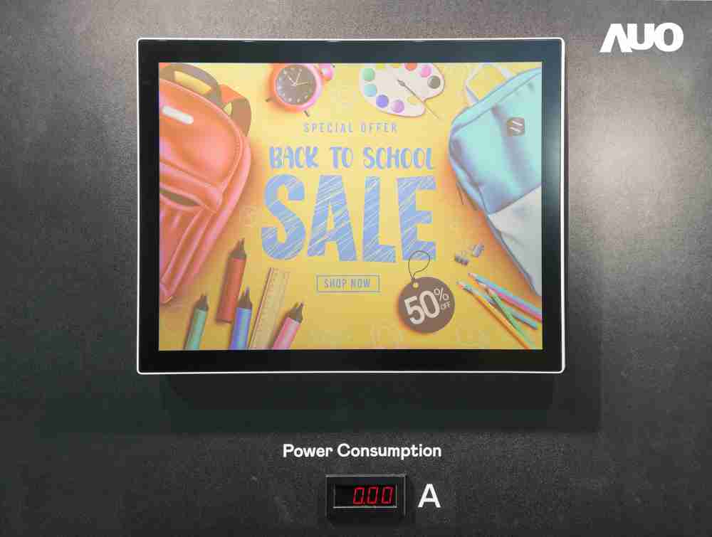 赏金国际展示胆固醇液晶超低耗能户外全彩显示器，，，，ChLC（胆固醇液晶）以双稳态技术使静态显示零功耗，，，，具省电、、、、高彩度、、环保的特性，，，，还整合软硬件系统解决方案，，，，可透过单一云端平台管理